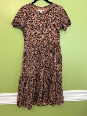 2-Tier Leopard Print T Shirt Dress